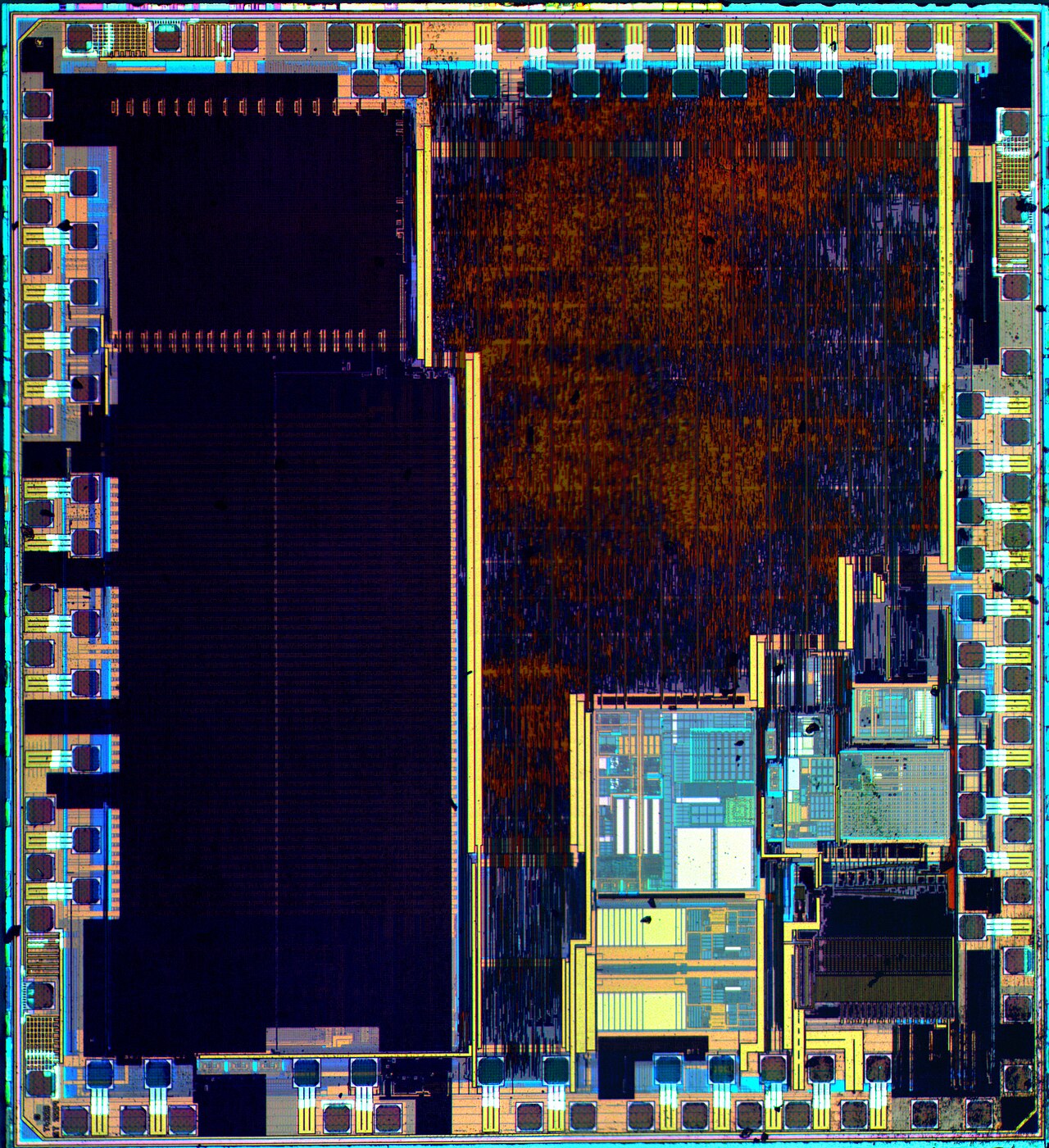 A Cortex-M microcontroller package. Everything in the case study — core, flash, SRAM, peripherals — is inside a chip of this size.